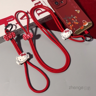 蝴蝶结可爱猫手机挂绳ins女士可调节编织挂绳长短款手腕绳斜挎手机背带绳子户外出行旅游登山防丢手机壳通用