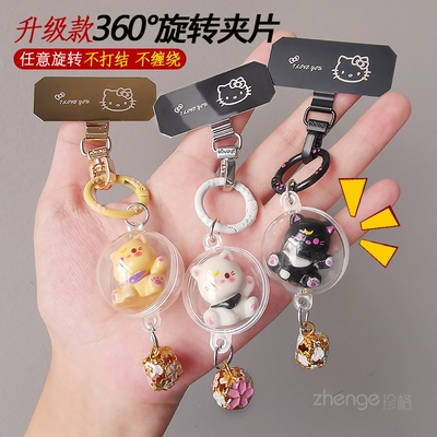 可爱猫合金属夹片花铃铛挂件钩扣