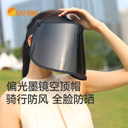 台湾UV100医美空顶防晒帽女夏开车骑车防风遮阳偏光防晒面罩24318