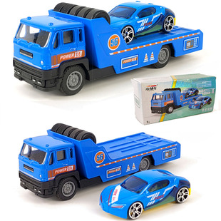 儿童玩具车男孩拖车货车平板运输车合金小汽车模型车模拖头货柜车