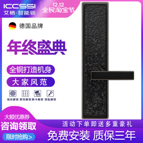 德国iccssi艾栖指纹锁品登齐纯铜手工制防盗铜门电子智能锁E800