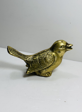Vintage黄铜小鸟摆件鸟类动物创意家居装饰高端奢华孤品回流铜器
