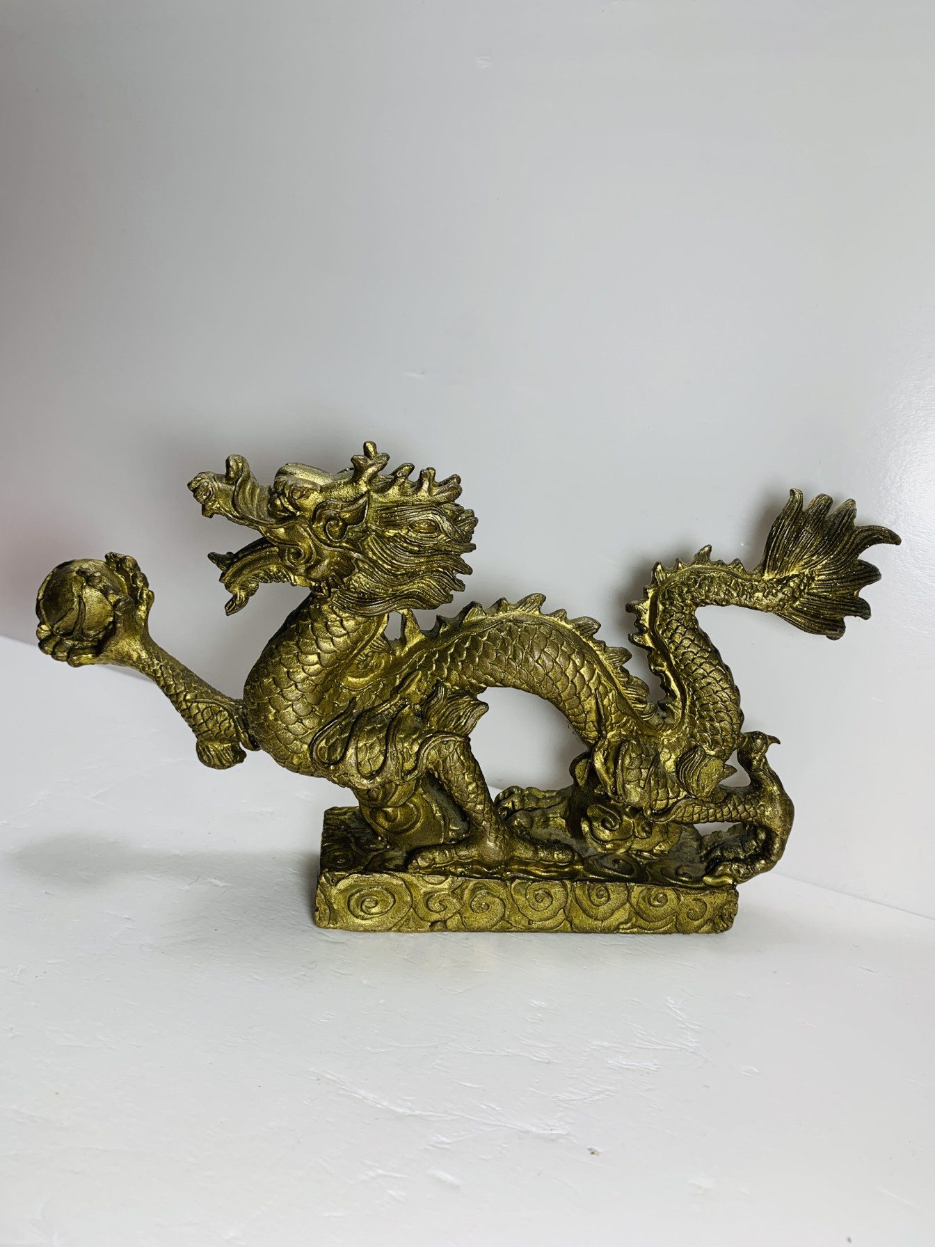 Vintage黄铜龙 飞龙戏珠摆件 家居装饰 高端奢华 孤品 回流铜器