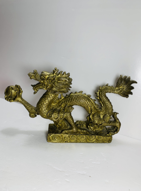 Vintage黄铜龙 飞龙戏珠摆件 家居装饰 高端奢华 孤品 回流铜器