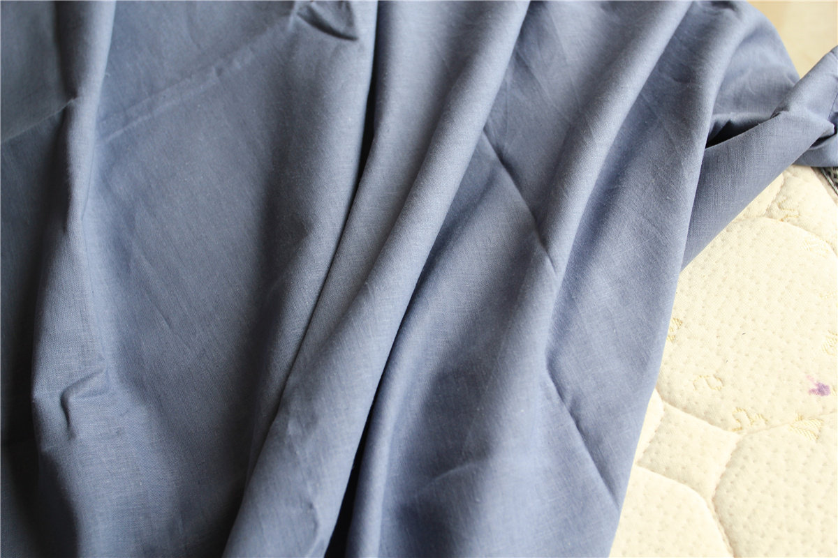 外贸 床单单件棉麻麻布亚麻床单纯色双人深蓝色加厚被单超大