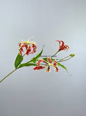北欧仿真假花手感红白黄橙色嘉兰火焰百合家居橱窗茶几餐桌插花材