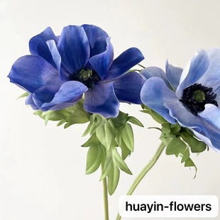 仿真花浅深紫白色银莲花北欧家居装饰软装插花材摄影道具装饰摆件