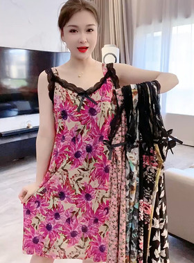 冰丝薄款夏季甜美家居睡裙女