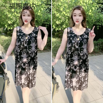 夏季新款中长款睡裙女简约宽松显瘦爆款可外穿套头家居服女连衣裙