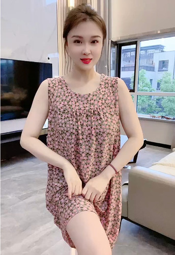 冰丝薄款夏季简约睡衣裙女