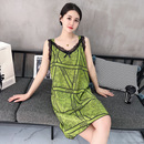 舒适宽松睡衣女 2024新款 睡裙夏季 丝滑冰丝无袖 简约印花家居服时尚