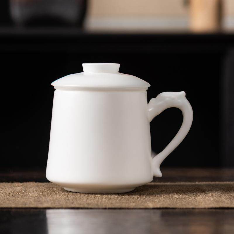 白里挑壹羊脂玉瓷带盖过滤茶杯