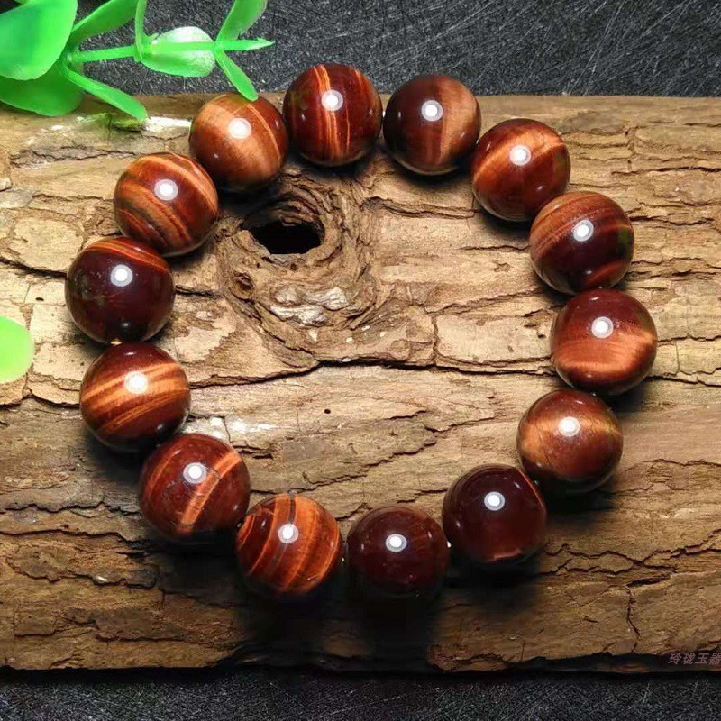 天然时尚精品红虎眼石手链男女 虎晴石圆佛珠情侣首饰礼物