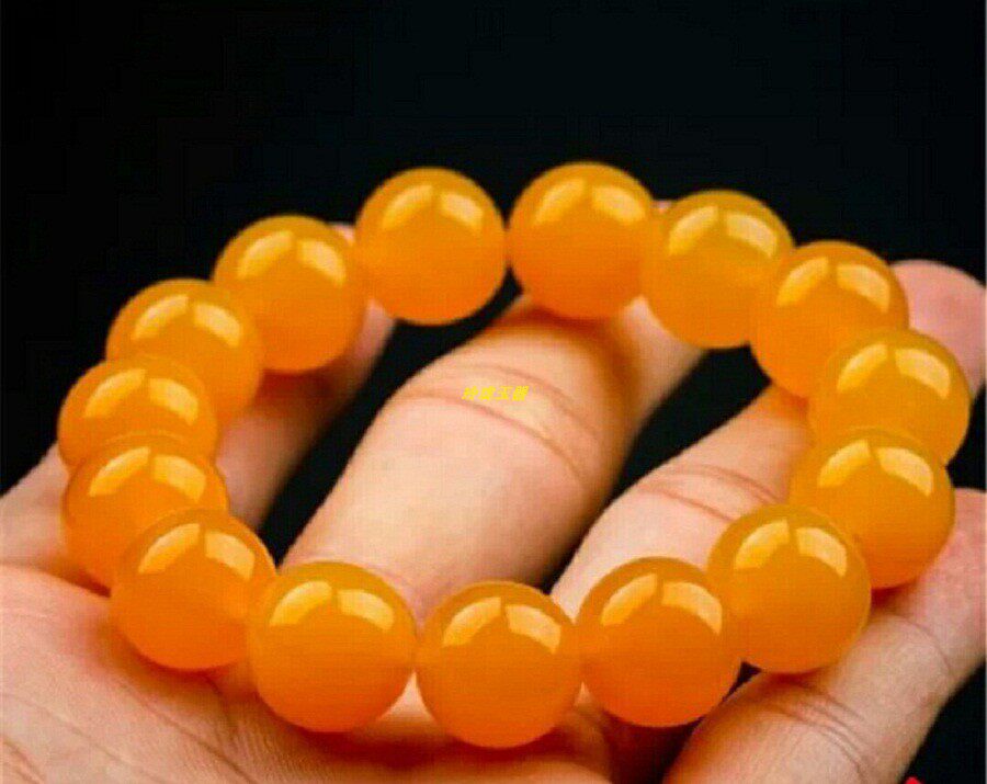 云南龙陵冰种黄龙玉圆珠佛珠手链 老黄玉 男女款精品黄玉石手链