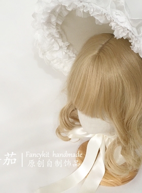 生成色bnt蕾丝帽cla系白色纯棉蕾丝蝴蝶结扁帽波奈特礼帽bb帽