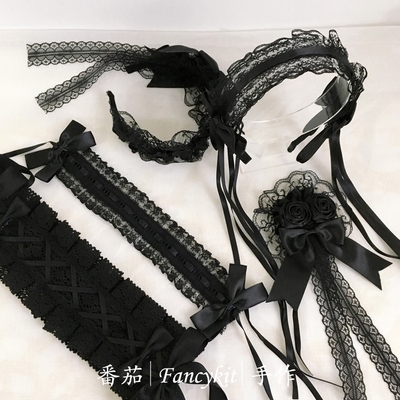 手工黑色花朵发夹KC发箍胸针