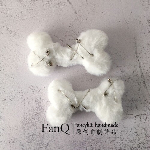 FanQ自制ins亚文化y2k别针大号骨头发夹胸针配饰