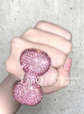 pocketbabe原创kitty粉色蝴蝶结戒指90s千禧ins辣妹超闪视觉系