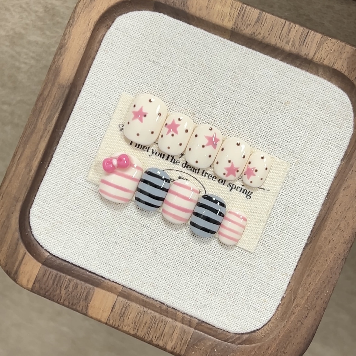 韩系ins可爱波点条纹美甲穿戴甲