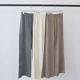 长裤 早秋针织休闲裤 桑蚕丝羊毛混纺高级感中缝线小微喇慵懒阔腿裤