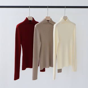 入秋高级感穿搭羊毛混纺设计感小翻领针织衫内搭打底衫女秋冬毛衣