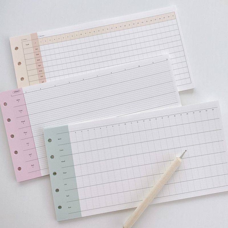 送折痕笔 M5三折页日计划周计划横版3折内页活页替芯