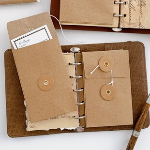 复古手工牛皮资料袋 M5A7配套粘贴收纳袋 档案TN手账本活页本