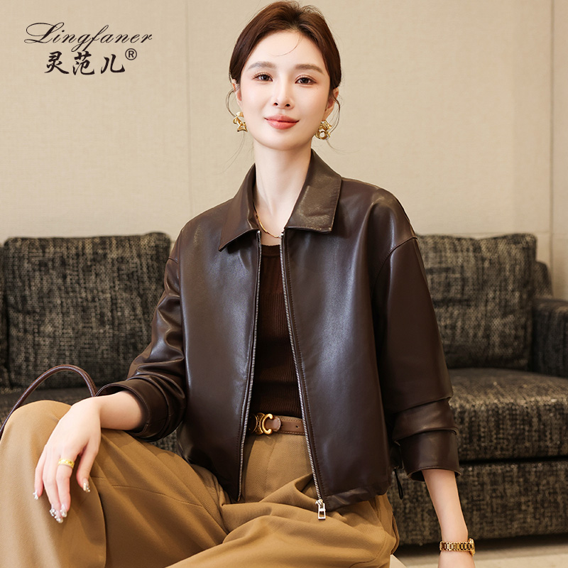 海宁真皮皮衣女2025新款春季韩版飞行员头层绵羊皮夹克小外套短款