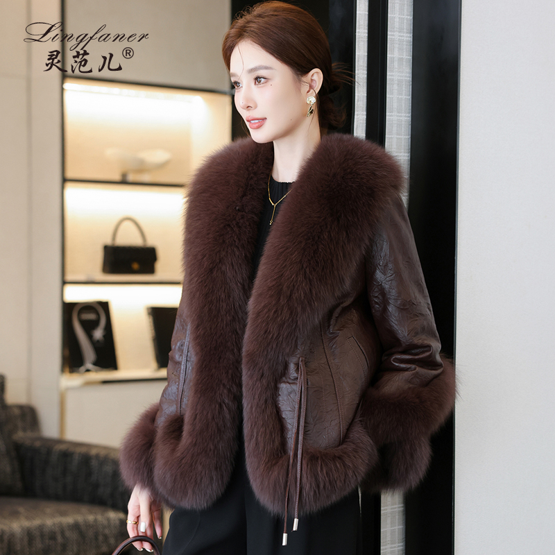 狐貍毛皮草外套女真皮羽絨服