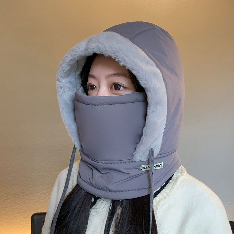 防寒雷锋帽男冬季防风帽围脖一体面罩女骑车骑电动车保暖帽棉帽子