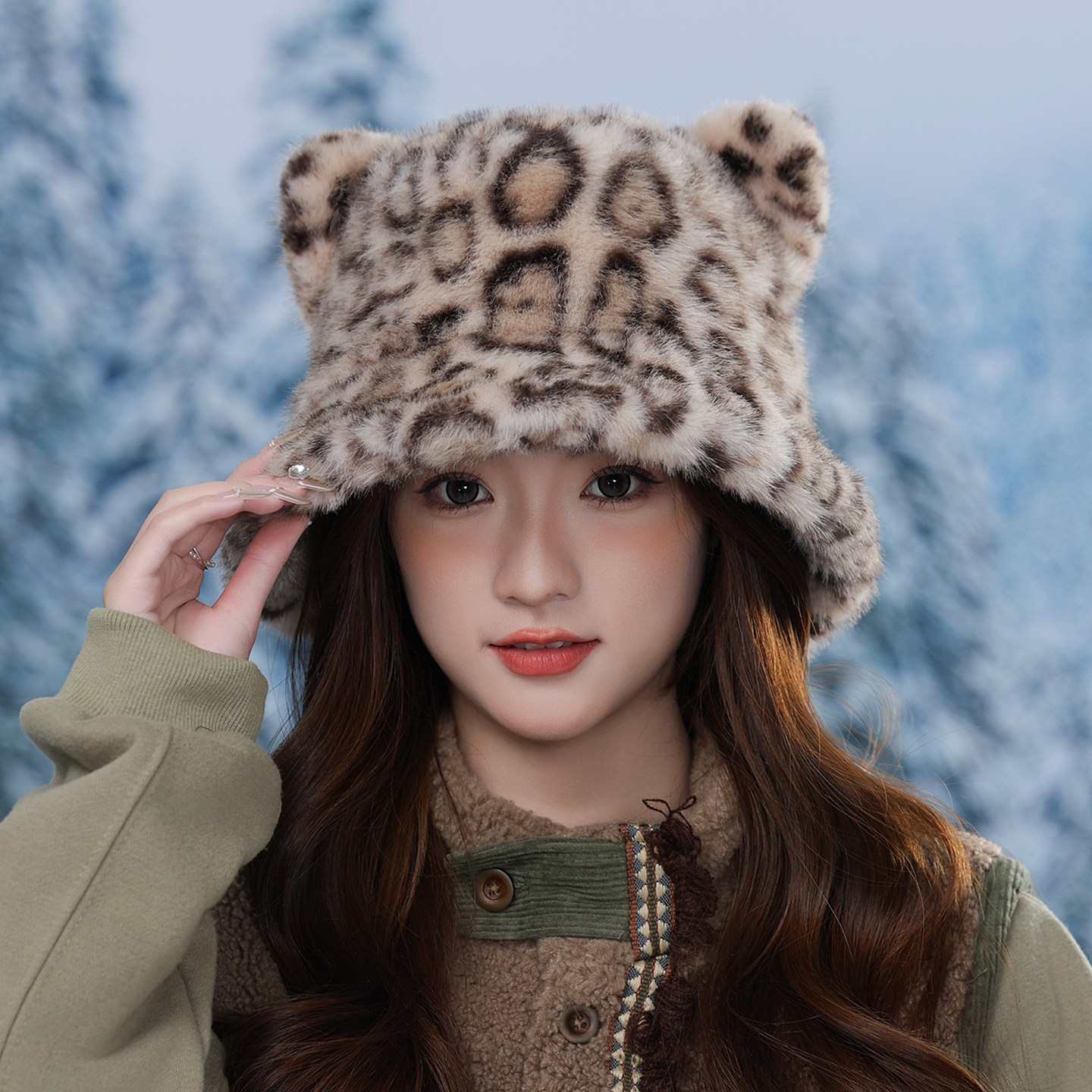 豹纹渔夫帽女秋冬季2025新款经典大头围毛茸茸盆帽护耳保暖潮帽子,服饰配件/皮带/帽子/围巾,帽子,淘宝优惠券,粉丝福利购,淘宝优惠卷