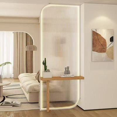 奶油风长虹钢化玻璃屏风客厅卫生间入户玄关不锈钢铁艺隔断墙定制