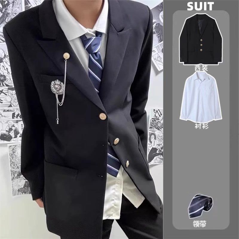 JK制服男生西装套装原创英伦风休闲痞帅一整套学生工作服西服套装