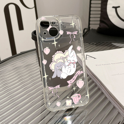 吐司星兔适用华为pura70苹果iphone16promax小米15透明mate60新款opporeno13硅胶vivox100荣耀magic6手机壳14