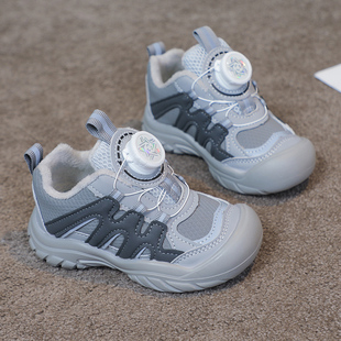 宝宝鞋子秋冬新款加绒儿童运动鞋旋转扣男童老爹鞋小童休闲跑步鞋
