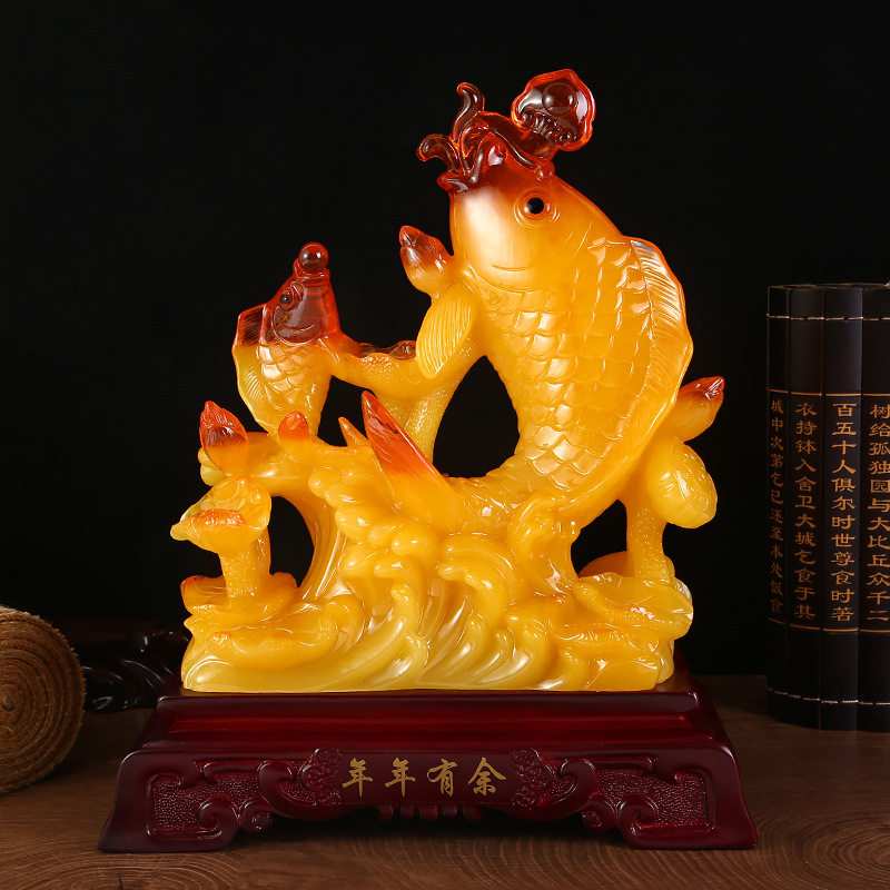 树脂工艺品年年有鱼鲤鱼摆件创意