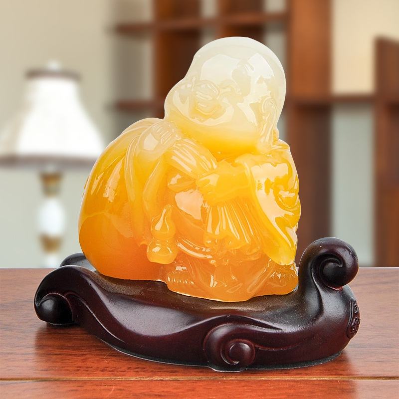 汽车摆件仿玉招财五小弥勒笑佛车