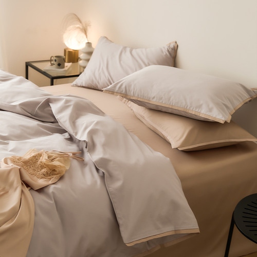 晓名100S全棉长绒棉四件套贡缎北欧轻奢磨毛被套床单床笠床上用品