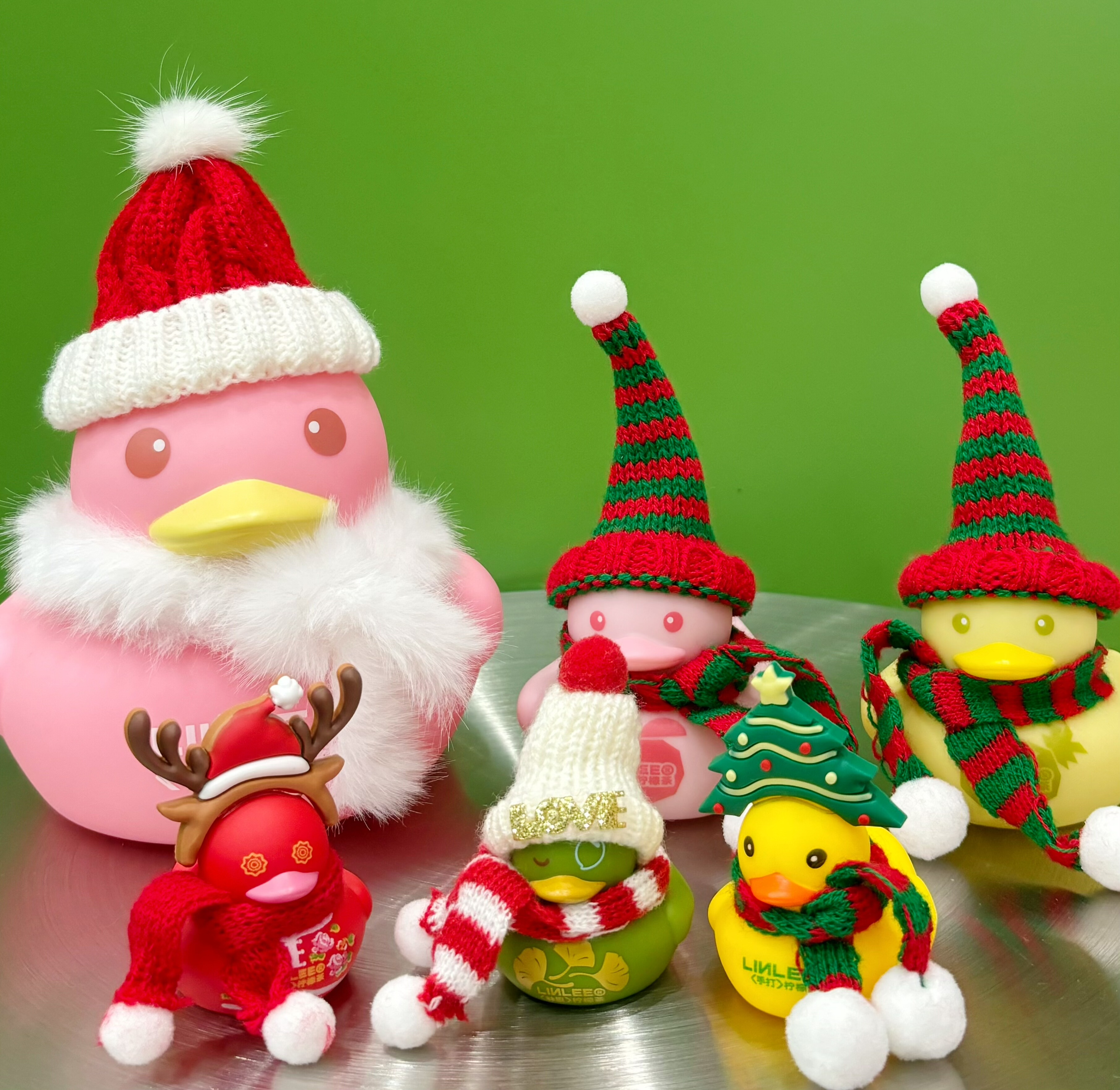 圣诞节新款小鸭子林里柠檬茶小鸭大鸭圣诞氛围装饰摆件周边带钢印