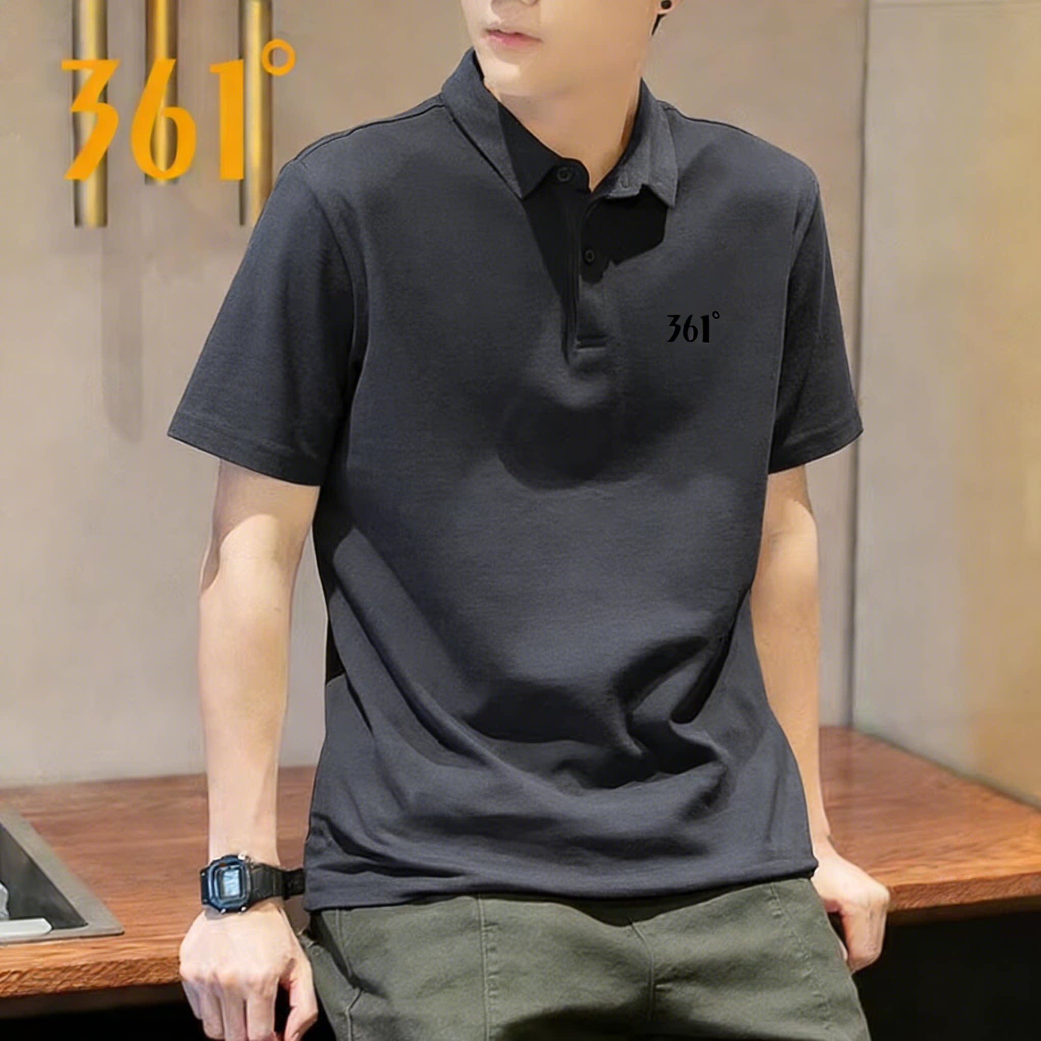 361短袖T恤男子2026新款POLO衫正品透气运动体恤男士速干衣服上衣