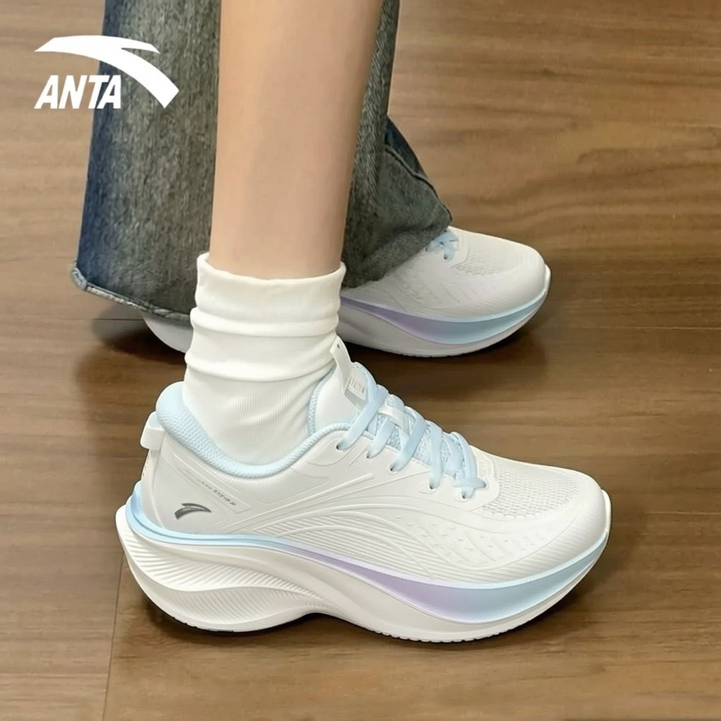 安踏女鞋2026新款叶子5代|软底皮面鞋子训练跑步鞋体测鞋运动鞋女