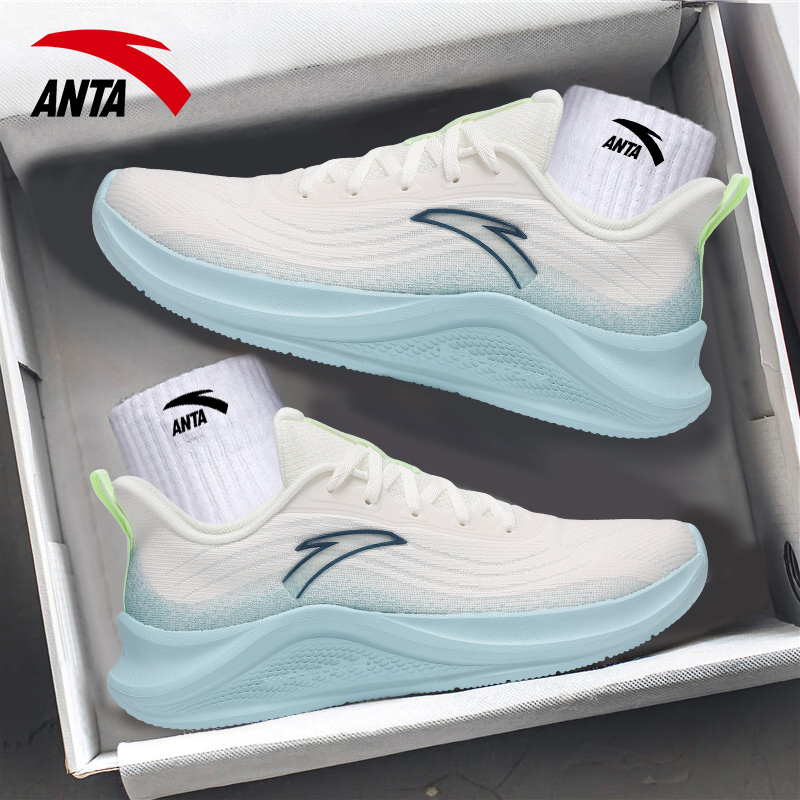 安踏男鞋跑步鞋网面透气飞织跑鞋男士休闲鞋子官方旗舰店运动鞋男
