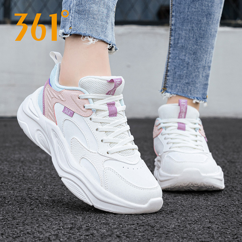 361运动鞋女跑步鞋秋季皮面防泼水鞋子361度官方旗舰店正品女鞋