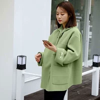 19 mùa thu và mùa đông mới Hàn Quốc INS gió nhỏ áo khoác cashmere hai mặt nữ trùm đầu màu lông rắn ngắn - Áo khoác ngắn áo ấm nữ