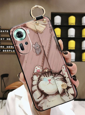 适用OPPORENO11F国际版手机壳RENO10PRO海外14腕带RENO13F保护套A79 5G卡通15C硅胶A78防摔A58全包边2情侣A38