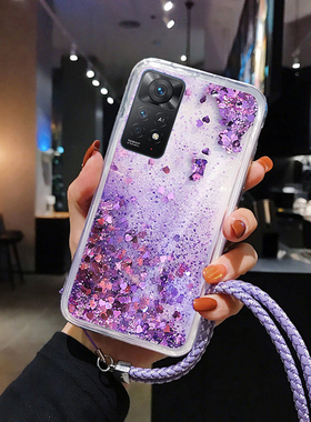 适用于小米红米NOTE12PRO手机壳NOTE11S 4G液体A2+流沙壳13C情侣14挂绳9A全包边POCO F5PRO防摔+女款13保护套