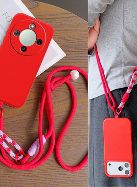 适用华为荣耀X9D手机壳X9C SMART新年中国大红X9B时尚斜挎X9A创意情侣X8B挂绳防摔X7B网红X6C保护套X5BPLUS女