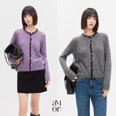 ayemorrey “珍藏珠片”珠片设计感质感羊毛针织衫毛衣