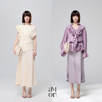 ayemorrey春夏光泽缎面半身裙