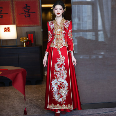 新中式V领新娘出阁秀禾服敬酒